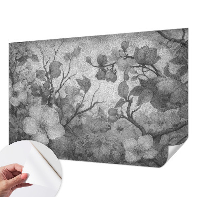 Foto behang voor de keuken met een bloemtakmotief