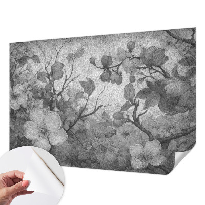 Foto behang voor de keuken met een bloemtakmotief