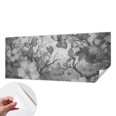 Foto behang voor de keuken met een bloemtakmotief