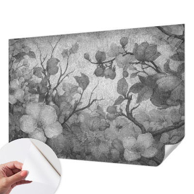 Foto behang voor de keuken met een bloemtakmotief