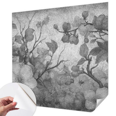 Foto behang voor de keuken met een bloemtakmotief