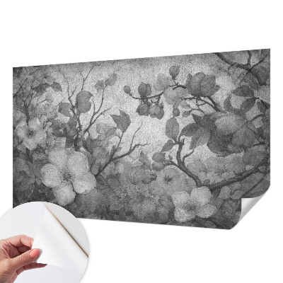 Foto behang voor de keuken met een bloemtakmotief