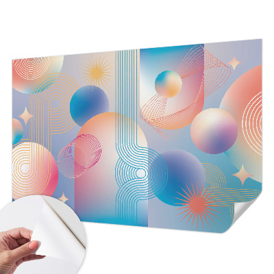 Fotobehang tienerkamer met een kleurrijke abstracte print