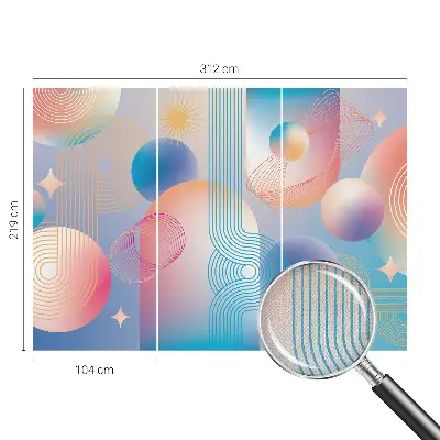 Fotobehang tienerkamer met een kleurrijke abstracte print