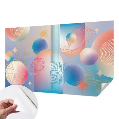Fotobehang tienerkamer met een kleurrijke abstracte print