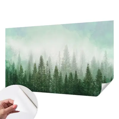 Foto behang voor de kinderkamer met een illustratie van een wolf in het bos