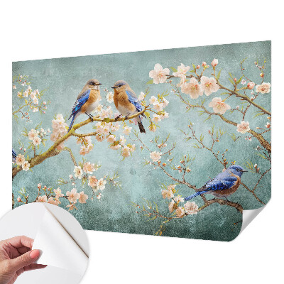 Fotobehang kinderkamer met lentevogels als patroon