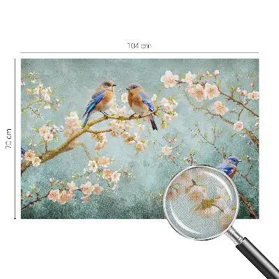 Fotobehang kinderkamer met lentevogels als patroon