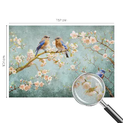 Fotobehang kinderkamer met lentevogels als patroon