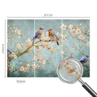 Fotobehang kinderkamer met lentevogels als patroon