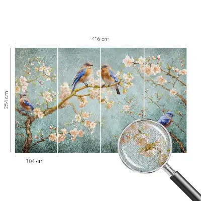 Fotobehang kinderkamer met lentevogels als patroon