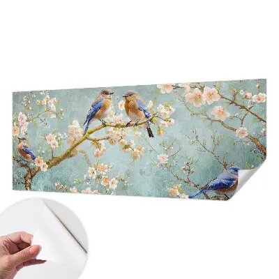 Fotobehang kinderkamer met lentevogels als patroon