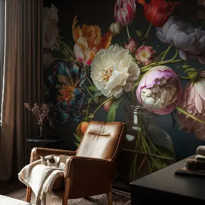 Fotobehang voor de kinderkamer met een bloemenboeket