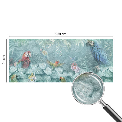 Fotobehang babykamer met een patroon van exotische vogels