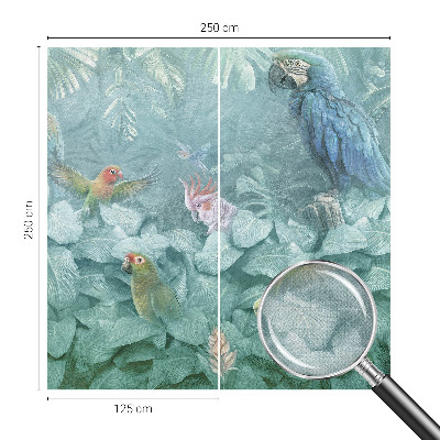 Fotobehang babykamer met een patroon van exotische vogels
