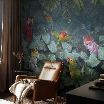 Fotobehang tienerkamer met een exotische jungleprint