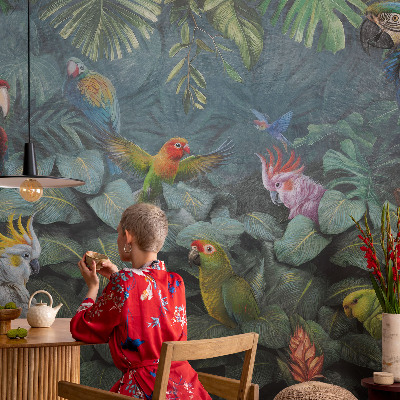 Fotobehang tienerkamer met een exotische jungleprint