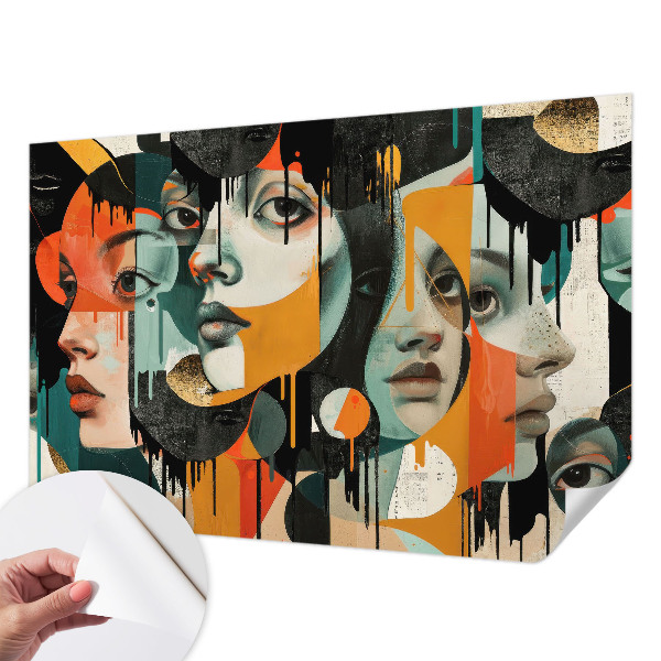 Zelfklevend fotobehang Kleurrijke gezichten