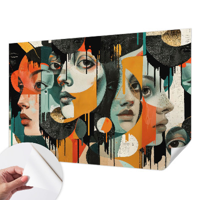 Zelfklevend fotobehang Kleurrijke gezichten