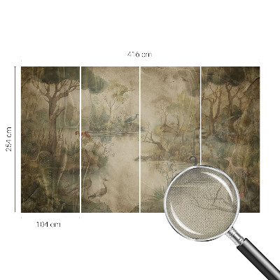 Zelfklevende behangsticker met een boslandschap