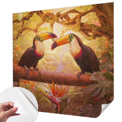 Fotobehang voor kinderkamer met kleurrijke toekans