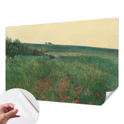 Fotobehang zelfklevend met papavervelden als motief