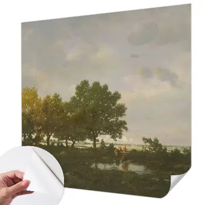 Zelfklevende behangsticker met boslandschap als print
