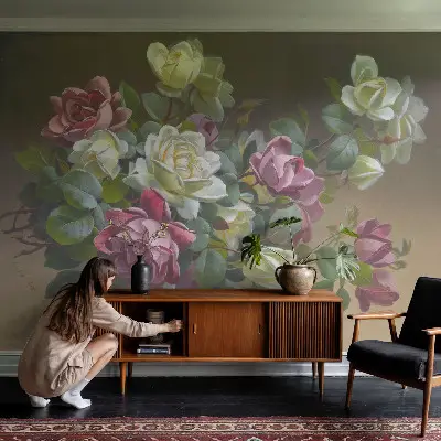 Foto behang voor de kinderkamer met een bloemig en elegant motief