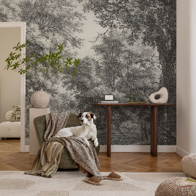 Fotobehang voor de kinderkamer met een boslandschap als motief
