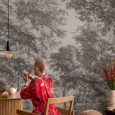 Fotobehang voor de kinderkamer met een boslandschap als motief