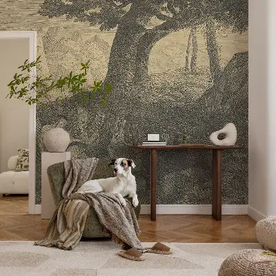 Fotobehang voor kinderkamer met illustraties van lezende karakters