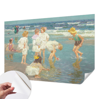 Zelfklevende behangsticker met het motief 'Jeugd aan het strand'