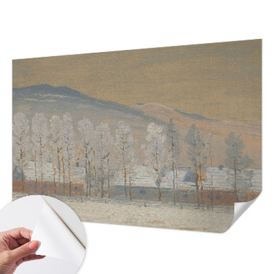 Fotobehang babykamer met een winterlandschap