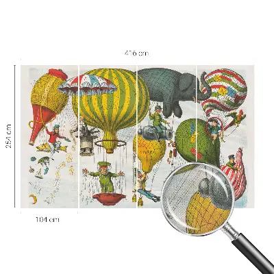 Foto behang voor de keuken met een luchtballonmotief