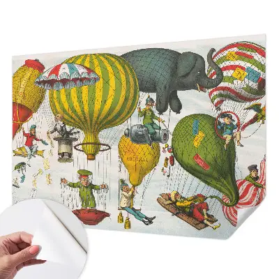 Foto behang voor de keuken met een luchtballonmotief