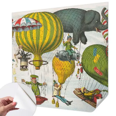 Foto behang voor de keuken met een luchtballonmotief