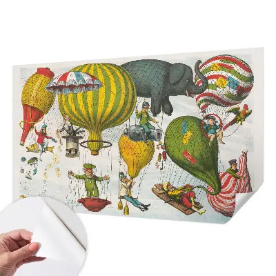Foto behang voor de keuken met een luchtballonmotief