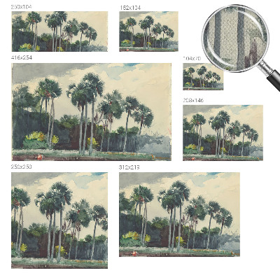 Zelfklevend fotobehang met exotische palmbomen als patroon
