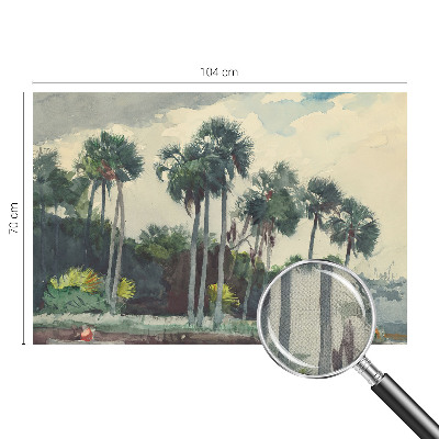 Zelfklevend fotobehang met exotische palmbomen als patroon
