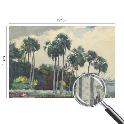 Zelfklevend fotobehang met exotische palmbomen als patroon