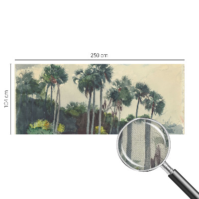 Zelfklevend fotobehang met exotische palmbomen als patroon