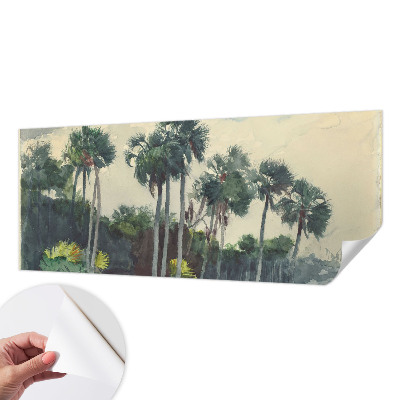 Zelfklevend fotobehang met exotische palmbomen als patroon