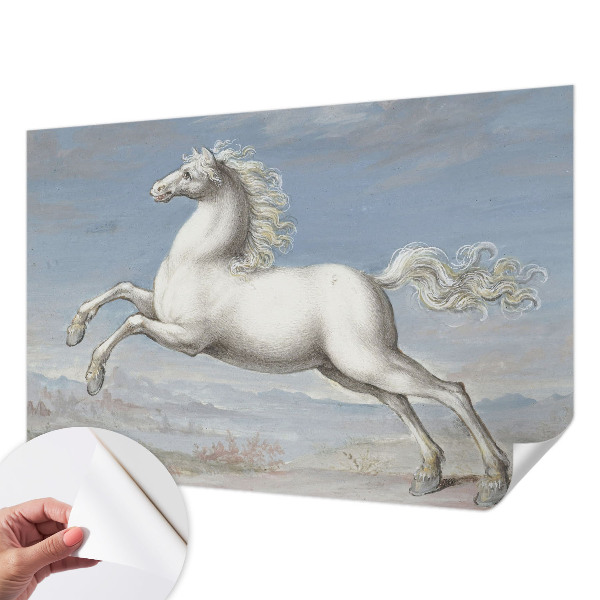 Zelfklevend fotobehang op maat met een afbeelding van paarden bij een hindernis