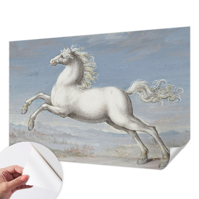 Zelfklevend fotobehang op maat met een afbeelding van paarden bij een hindernis