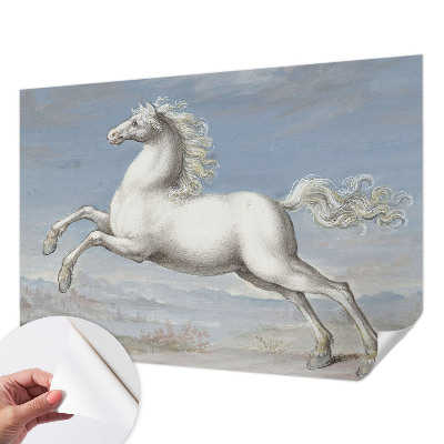 Zelfklevend fotobehang op maat met een afbeelding van paarden bij een hindernis