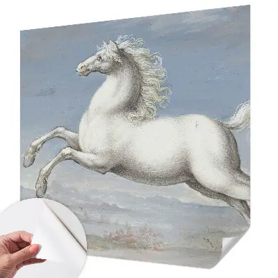 Zelfklevend fotobehang op maat met een afbeelding van paarden bij een hindernis