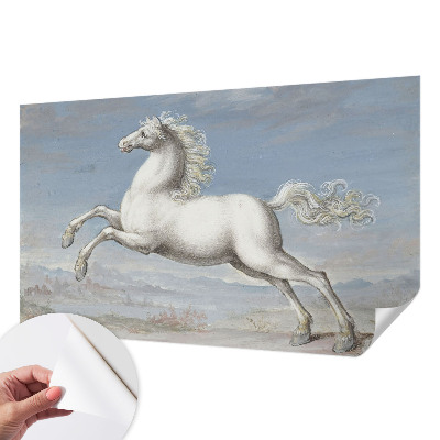 Zelfklevend fotobehang op maat met een afbeelding van paarden bij een hindernis
