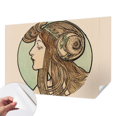 Foto behang voor de kinderkamer met Art Nouveau-portret als patroon