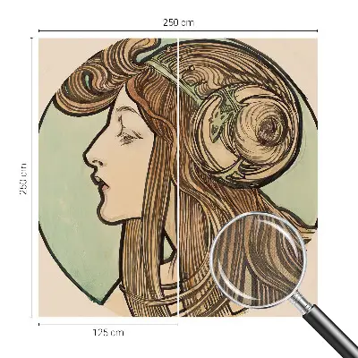 Foto behang voor de kinderkamer met Art Nouveau-portret als patroon