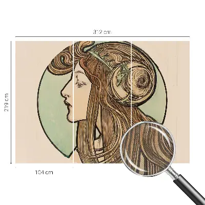 Foto behang voor de kinderkamer met Art Nouveau-portret als patroon